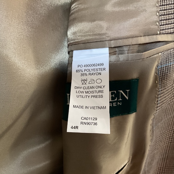 Lauren Ralph Lauren Tan Plaid Blazer with Subtle Blue Stripe, 44 R - Picture 4 of 7